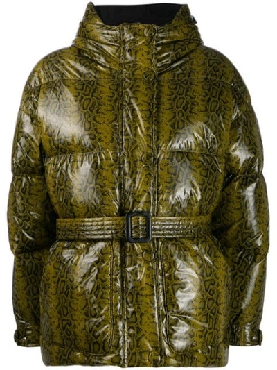 Ienki Ienki Snake Print Puffer Jacket In Green