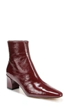 Vince Lanica Patent Leather Zip Booties In Dahlia Wine