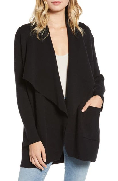 Cupcakes And Cashmere Marta Sweater Drape Front Jacket In Black