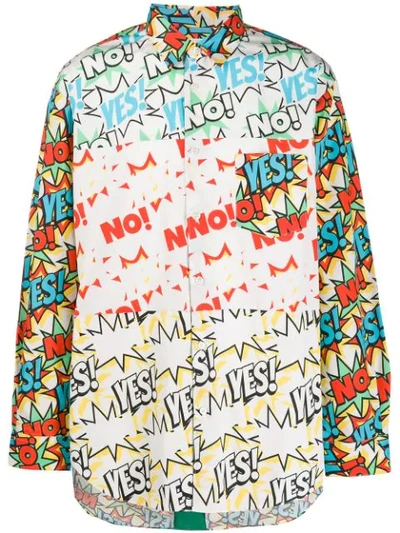 Comme Des Garçons Shirt Long-sleeved Comic Print Shirt In White