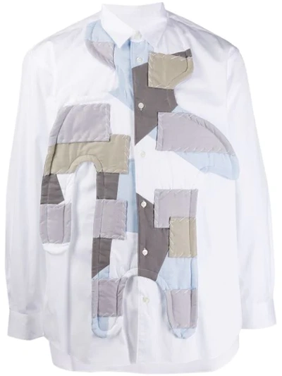 Comme Des Garçons Shirt Long-sleeved Patchwork Shirt In White