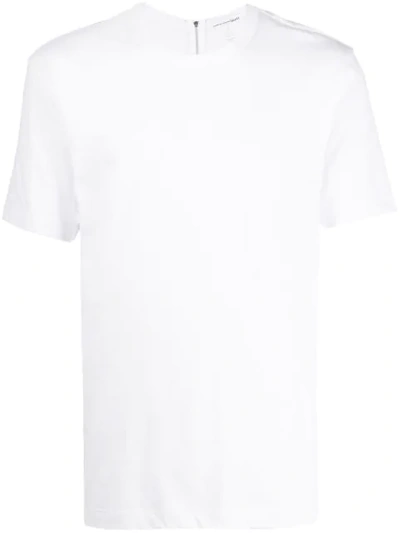 Comme Des Garçons Shirt Zip-up Crew-neck T-shirt In White
