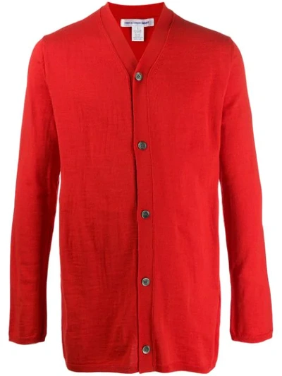 Comme Des Garçons Shirt Fine Knit Cardigan In Red