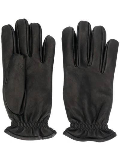 Orciani Pebbled Leather Gloves In Black