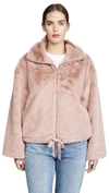 Rebecca Minkoff Faux Fur Bomber Jacket In Pale Pink