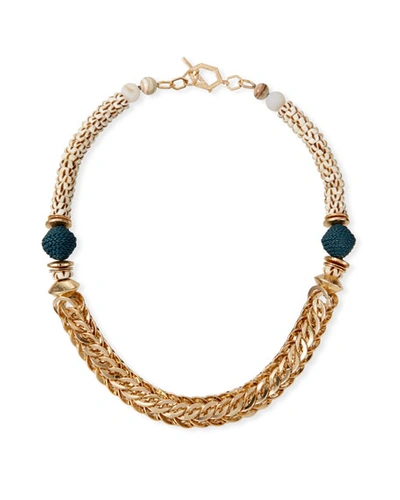 Akola Chunky Chain Batik Bone Necklace In Blue