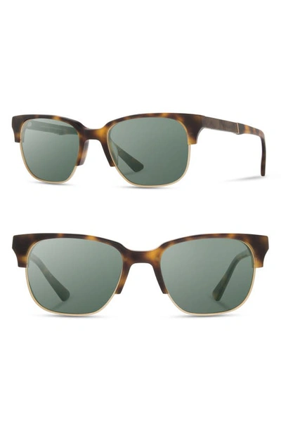 Shwood 'newport' 52mm Polarized Sunglasses In Matte Brindle/ Elm