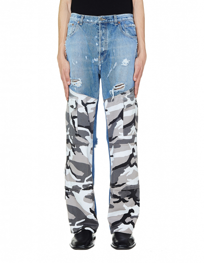 Vetements Military Patched Jeans In Blue