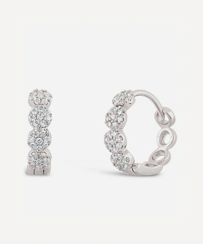Dinny Hall 14ct White Gold Shuga Pave Diamond Huggie Hoop Earrings