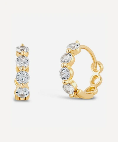 Dinny Hall 14ct Gold Shuga White Sapphire Huggie Hoop Earrings