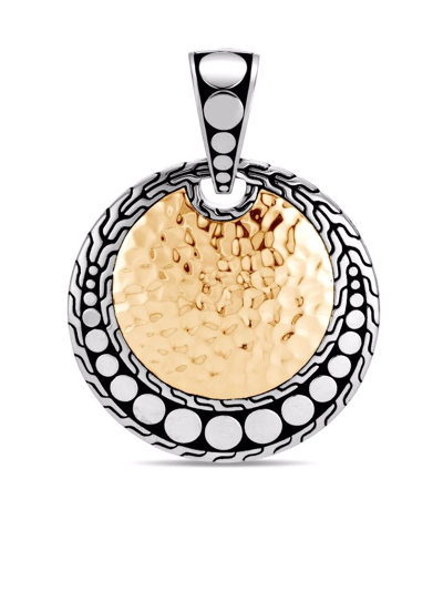 John Hardy 18kt Yellow Gold Dot Hammered Round Enhancer Pendant In Gold Silver