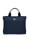Prada Logo Tote Bag In Blue