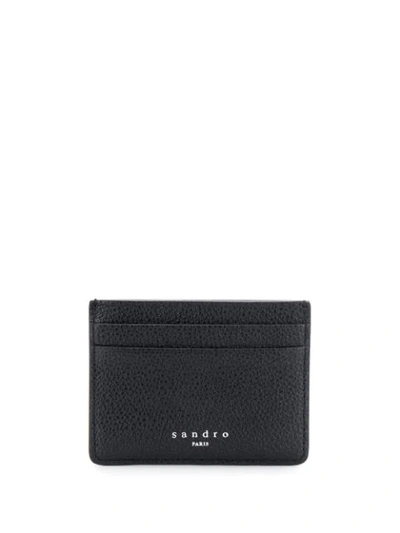 Sandro Textured Leather Card Holder In Black