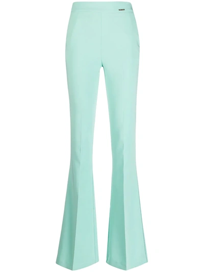 Elisabetta Franchi High-rise Flared Trousers In Light Green