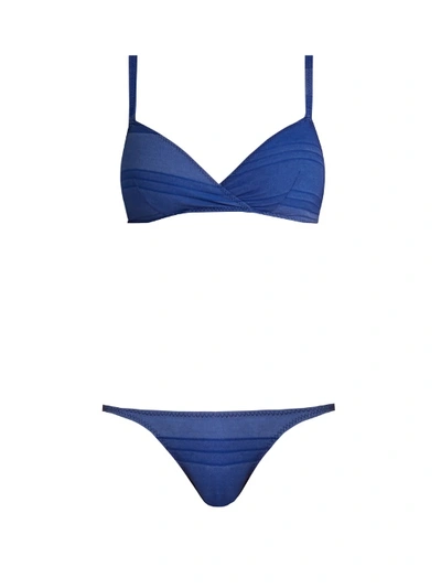 Lisa Marie Fernandez Two-piece Yasmin Striped Bikini In Blue Cotton Stripe