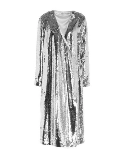 Ganni Midi Dresses In Silver