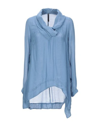 Manila Grace Blouses In Slate Blue