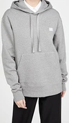 Acne Studios Fennis Face Grey Hooded Cotton Sweatshirt In Light Grey Melange