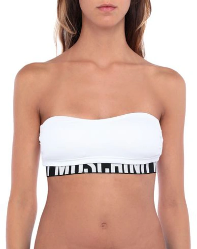 Moschino Metallic Logo Jacquard-trimmed Mid-rise Bikini Briefs In White