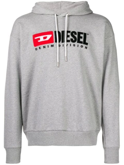 Diesel Long Sleeve S-division Logo Hooded Sweatshirt In Grey