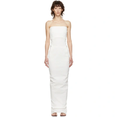 Rick Owens Woman Strapless Split-back Stretch-cotton Gown Off-white