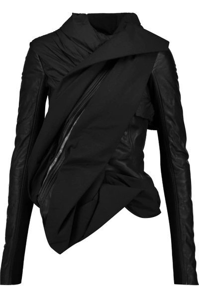 Rick Owens Wrap-effect Cotton And Leather Jacket | ModeSens