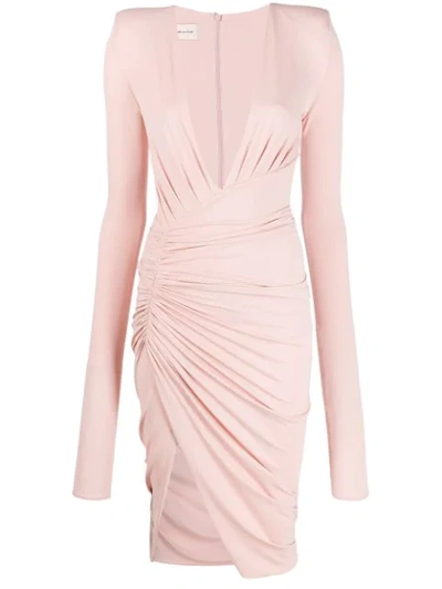 Alexandre Vauthier V-neck Draped Dress In Pink