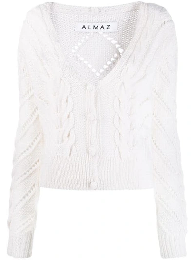 Almaz Cable Knit Cardigan In White