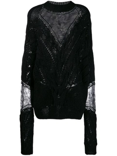 Almaz Panelled Cable Knit Jumper In Black