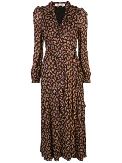 Diane Von Furstenberg Paisley Print Wrap Dress In Black