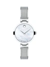 Movado Amika Stainless Steel & Mesh Bangle Watch In White/silver