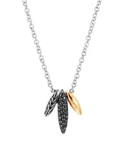 John Hardy Women's Classic Chain Sterling Silver, 18k Yellow Gold & Mixed-stone Spear Pendant Necklace In Black