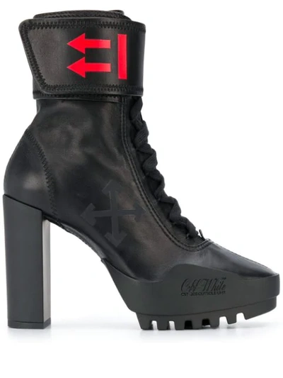 Off-white Heeled Moto Wrap Boots In Black