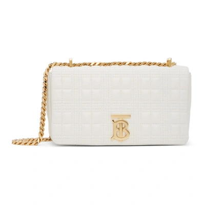 Burberry Sm Lola Quilted Leather Bag In White