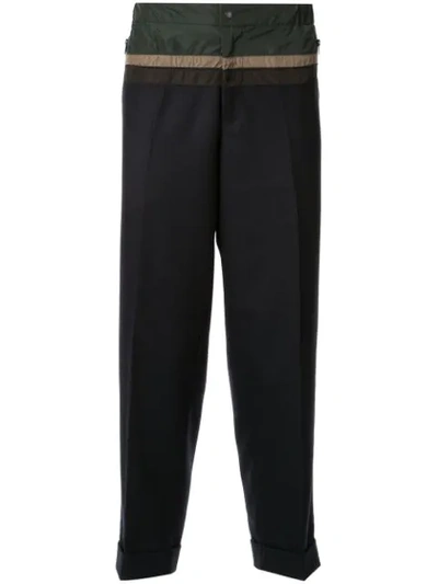 Kolor Contrasting Panelled Tapered Trousers In Black