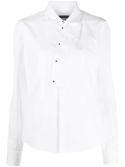Dsquared2 Pleated Bib Shirt In White