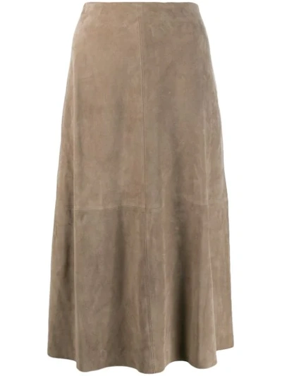 Theory Panelled Skirt In Neutrals