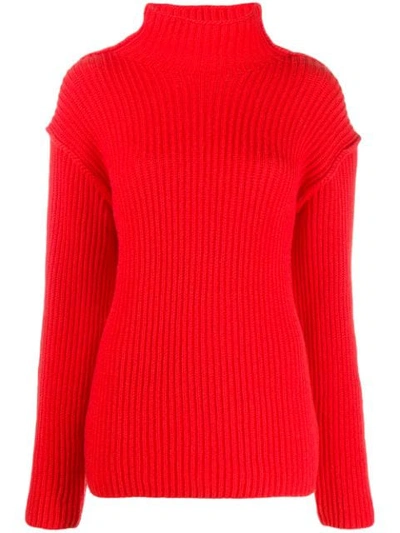 Tory Burch Funnel Neck Jumper In Red