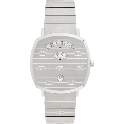 Gucci Grip 38mm Three-window Stainless-steel Watch In Silver