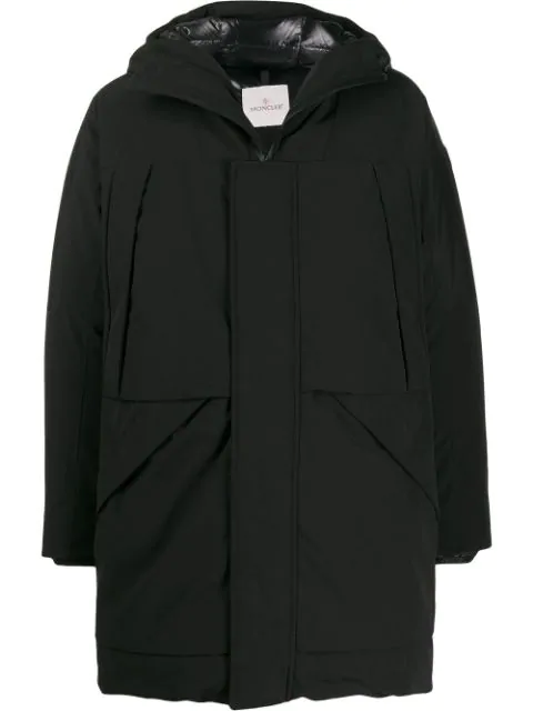 Moncler Hooded Padded Coat In Black | ModeSens