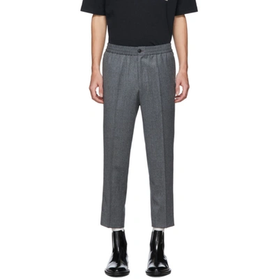 Ami Alexandre Mattiussi Grey Elasticated Waist Cropped Trousers In 055 Gris