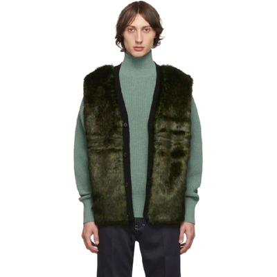 Opening Ceremony Faux Fur Buttoned Gilet In 3401 Green