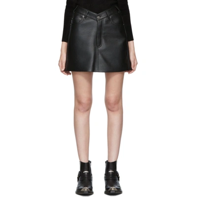 Balenciaga V-waist Grained-leather Mini Skirt In Black