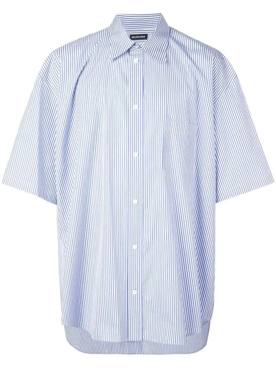 Balenciaga Blue Oversized Striped Shirt