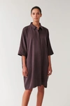 Cos Draped Boxy Shirt Dress In Red