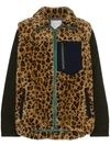 Sacai Leopard Print Faux-fur Coat In Green