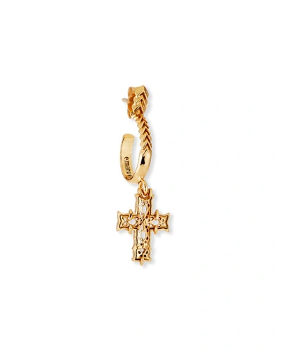 Emanuele Bicocchi Men's Small Cross Single Dangle Earring, Golden