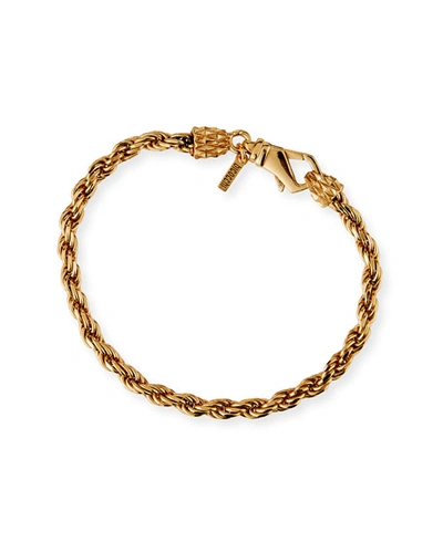 Emanuele Bicocchi Men's Thin French Rope Chain Bracelet, Golden