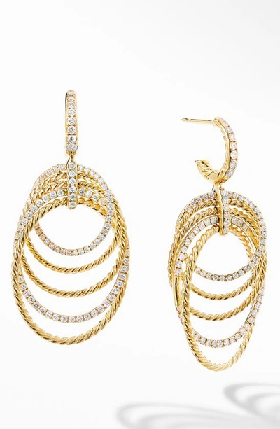 David Yurman 18k Yellow Gold Origami Drop Earrings With Pave Diamonds