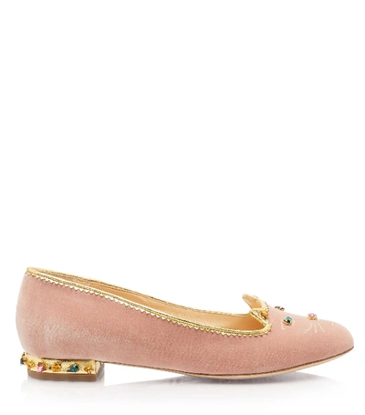 Charlotte Olympia Women's Fabri Embellished Kitty Flats In Open Pink